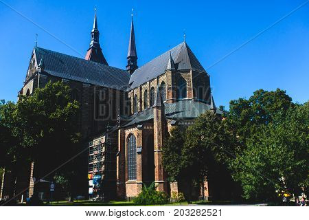 View Of Rostock City Old Town Market Square With Town Hall, Historical Center, Germany