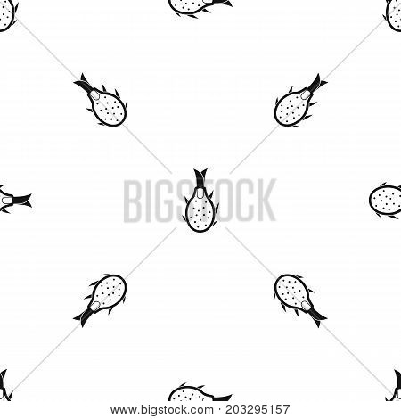 Dragon fruit pattern repeat seamless in black color for any design. Vector geometric illustration