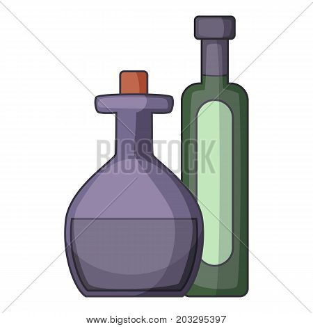 Olive oil bottle icon. Cartoon illustration of olive oil bottle vector icon for web