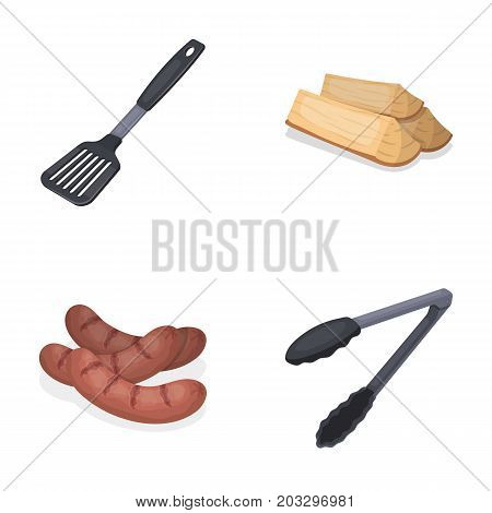 Blade kitchen, firewood, sausages and other for barbecue.BBQ set collection icons in cartoon style vector symbol stock illustration .
