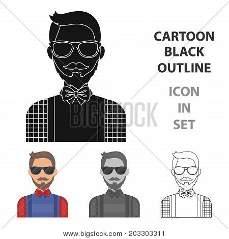 Hipster icon in cartoon design isolated on white background. Hipster style symbol stock vector illustration.