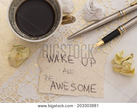 cup of coffee with motivation quote 
