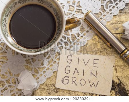 cup of coffee with motivation quote 