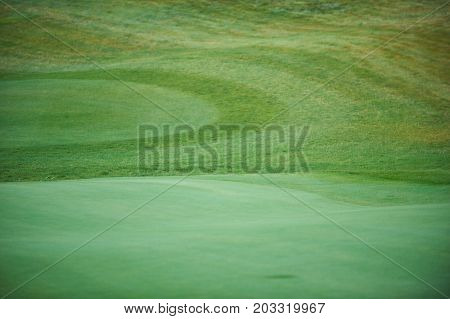 Aerial view of a green golf course