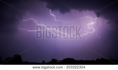 lightning in a stormy sky at night