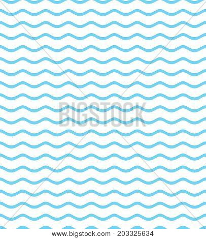 Blue waves on a white background. Waves seamless pattern. Vector illustration.
