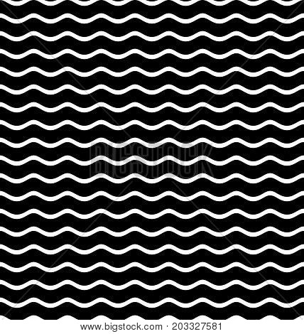 White waves on a black background. Vector illustration.