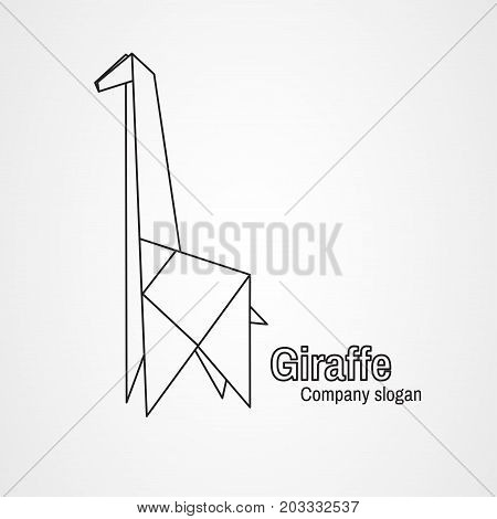 Origami logo contour giraffe on a white background. Vector illustration