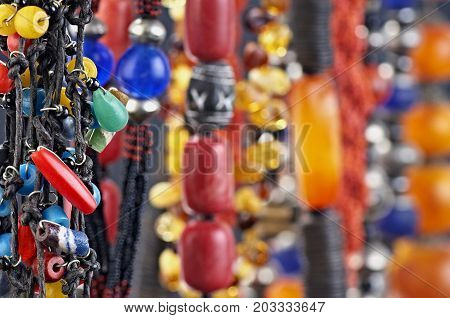 Colorful Natural Stone Necklaces, Jewelry Background