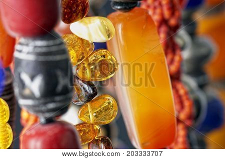 Colorful Natural Stone Necklaces, Jewelry Background