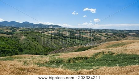 Summer landscape near Rivalta di Lesignano de Bagni (Parma Emilia-Romagna Italy) with the typical rocky inlets