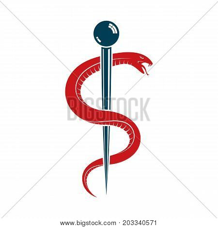 Caduceus symbol made using poisonous snakes healthcare conceptual vector illustration.