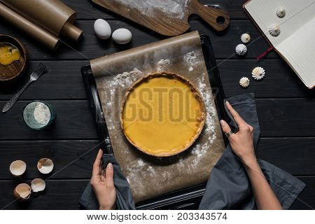 Baking Tray With Pumpkin Pie