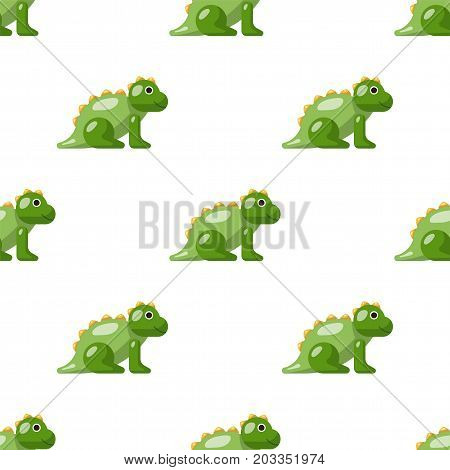 Vector seamless pattern on which are painted the dinosaur. Childrens pattern toy dinosaur isolated on white background