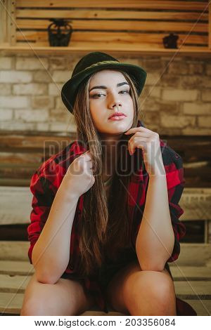 Portrait of a young hipsters girl .