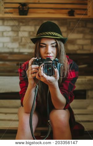Portrait of a young hipsters girl .