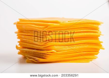 Cheddar Cheese Slices Close Up