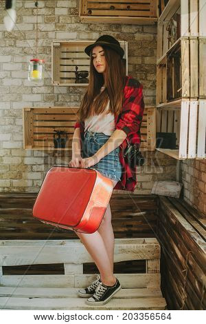 Portrait of a young hipsters girl .