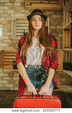 Portrait of a young hipsters girl .