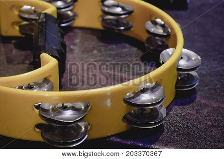 Close up view at the timbrel on the table