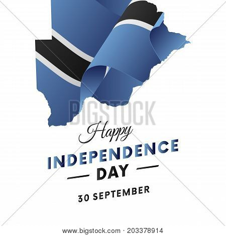 Banner or poster of Botswana independence day celebration. Botswana map. Waving flag. Vector illustration.