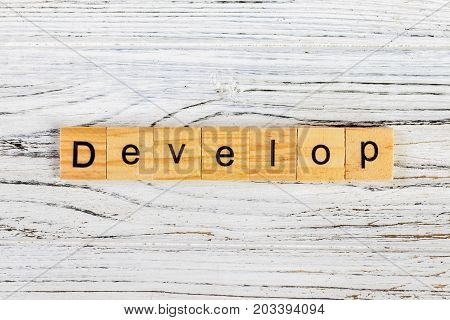 DEVELOP word made with wooden blocks concept