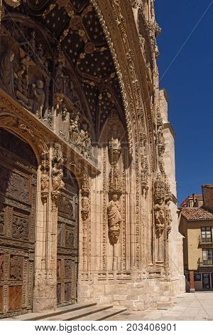 Entrance Of The Gothic Church Of Santa Maria La Real, Aranda De Duero, Burgos Province, Castilla Y L