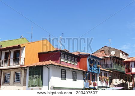 View of Colorfull house in Chaves Portugal