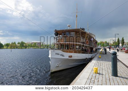 SAVONLINNA, FINLAND - JUNE 17, 2017: The old steamship 