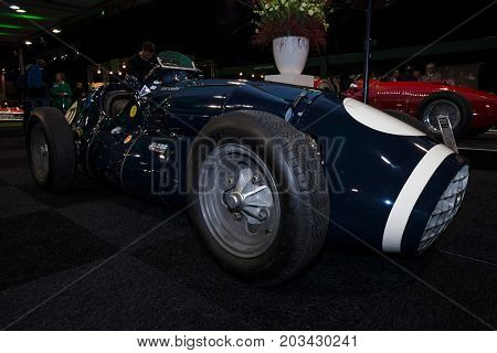 MAASTRICHT NETHERLANDS - JANUARY 08 2015: Formula One racing car Connaught Type A 1952. International Exhibition InterClassics & Topmobiel 2015
