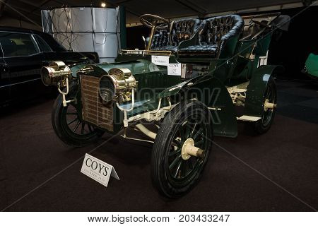 MAASTRICHT NETHERLANDS - JANUARY 08 2015: Oldtimer Cadillac Model C Touring 1905. International Exhibition InterClassics & Topmobiel 2015