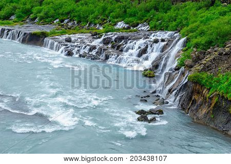 The Hraunfossar Waterfall