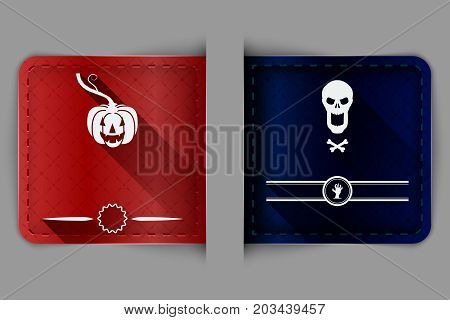Halloween background in the form of a glossy textured label or bookmark. A set of two templates booklets. Vector illustration.