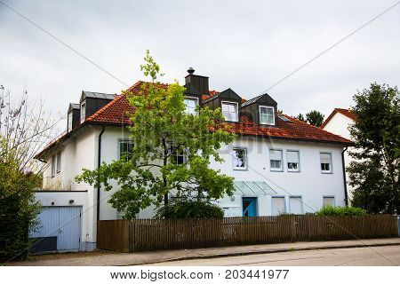 modern multi-family house white facade Germany, europe