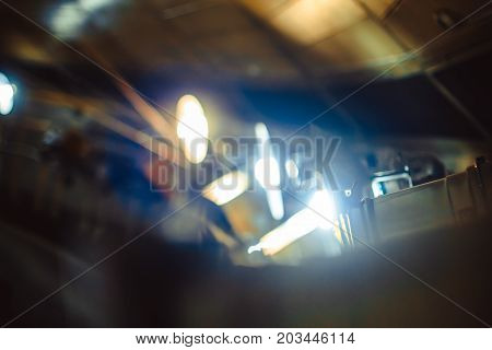 spotlights on the concert stage hang shine