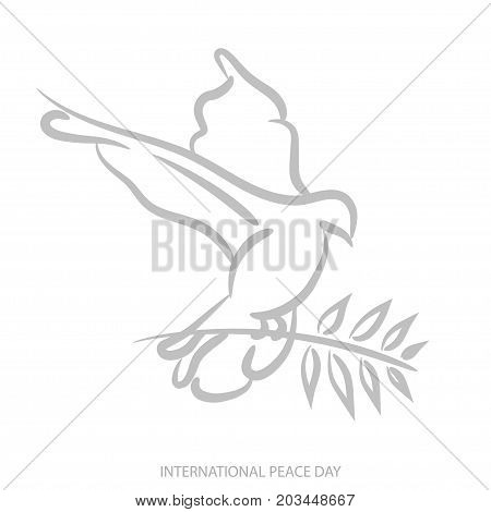 Vector Blue Background For International Day Of Peace. Concept Illustration With Dove Of Peace, Oliv
