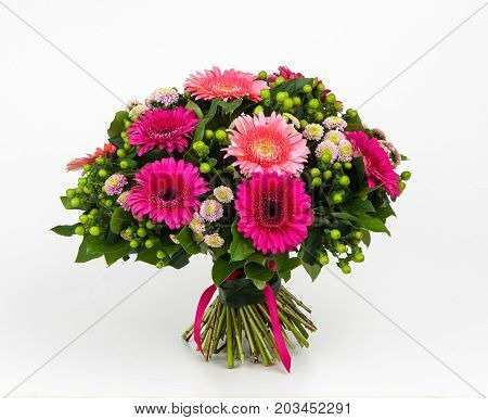 bouquet of spring flowers on white background