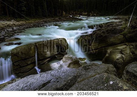 the Sunwapta Falls in Jasper National Park