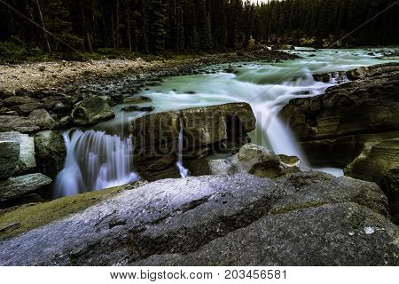 the Sunwapta Falls in Jasper National Park