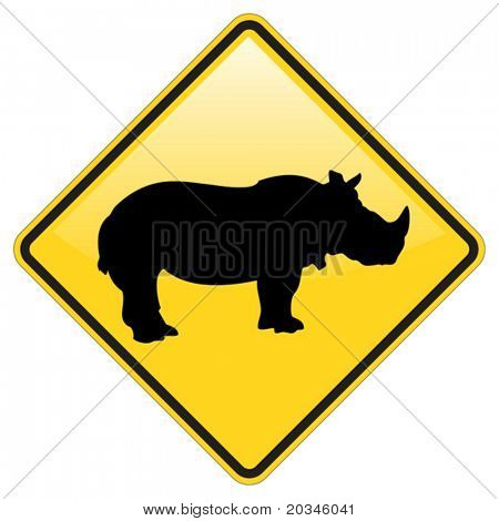 Rhino の警告サイン光沢のある効果が