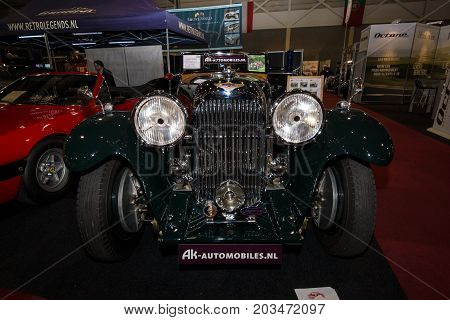 MAASTRICHT NETHERLANDS - JANUARY 08 2015: Oldtimer Lagonda M35 Rapide 1935. International Exhibition InterClassics & Topmobiel 2015
