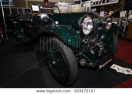 MAASTRICHT NETHERLANDS - JANUARY 08 2015: Oldtimer Lagonda M35 Rapide 1935. International Exhibition InterClassics & Topmobiel 2015
