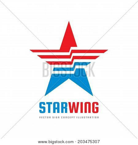 Star and wing - vector logo concept illustration. Leadership creative sign. Decorative design element