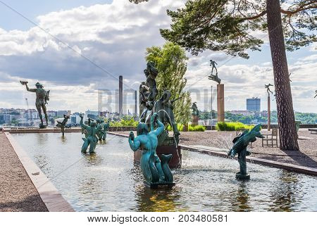 Stockholm, Sweden - July 31, 2017: Sculpture Of Europe And The Bull Surrounded By Tritons, Created B