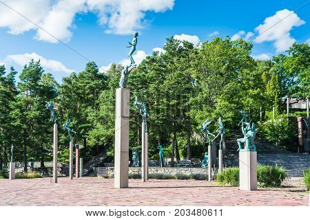 Stockholm, Sweden - July 31, 2017: Sculptures Of Angel Musicians Created By Carl Milles, A Swedish S