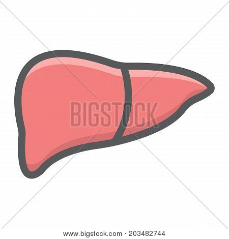 Liver filled outline icon, medicine and healthcare, human organ sign vector graphics, a colorful line pattern on a white background, eps 10.