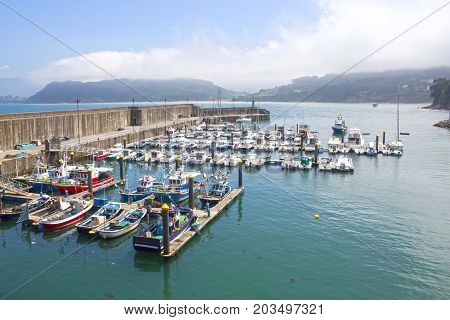 Boats In A Port In Lastres, Asturias, Spain