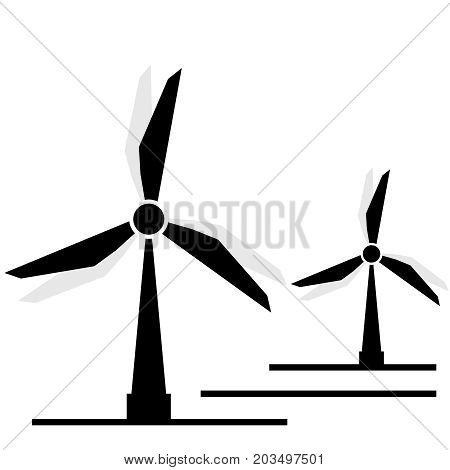 Dutch or Holland old farm windmill isolated icon. Mill icon with windmill silhouette. Energy icon vector illustration.