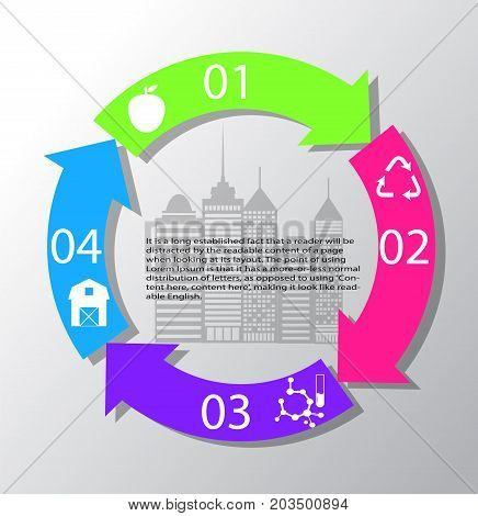 Infographic city local non GMO organic cruelty free could be used for produce or cosmetics vector illustration