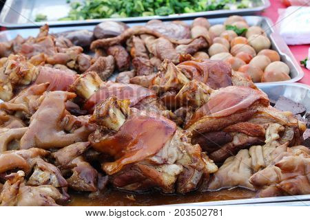 Stewed pork leg delicious in street food